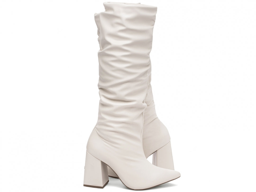 Bota Franzida Feminina Branca